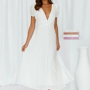 Hello Molly With Peace Midi Dress White